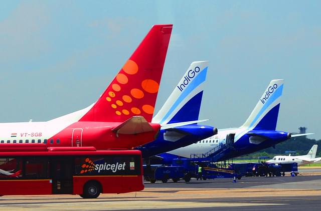 The picture featuring planes of various airlines parked at the IGI airport. (Ramesh Pathania/Mint via Getty Images)