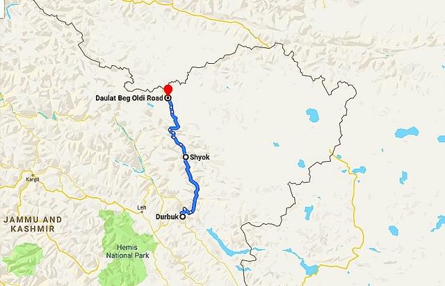 Darbuk-Shayok-Daulat Beg Oldie (DS-DBO) road (Google Maps)