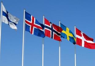 Flags of nordic countries. 