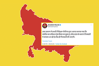 Screenshot of the tweet put out by @bhadohipolice. &nbsp;