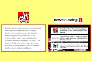 Screenshots of Alt News and Newslaundry reports. 