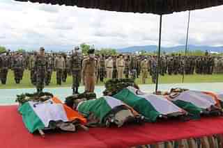 Mortal remains of Handwara martyrs (Picture via Twitter)