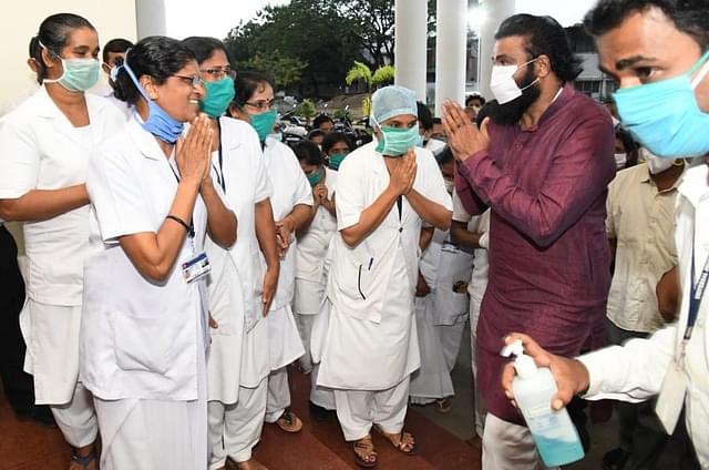 Minister for Health B Sriramulu on a visit to one of the Covid hospitals.