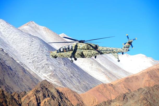 A light combat helicopter during high-altitude trials. 