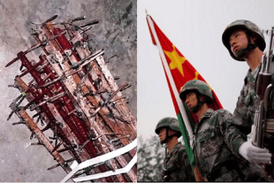 Nail studded rods used by the Chinese to attack Indian Army personnel - left (Brahma Chellaney)