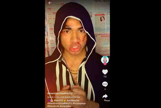 A still from a Tik Tok video of the accused, Sherkhan Choudhary