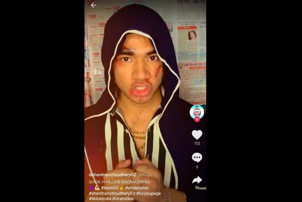 A still from a Tik Tok video of the accused, Sherkhan Choudhary