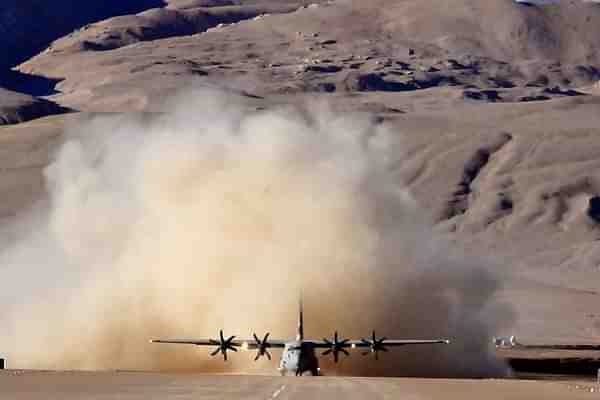 Super Hercules Aircraft landing at Daulat Beg Oldie (Indian Air Force)