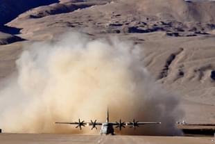 Super Hercules Aircraft landing at Daulat Beg Oldie (Indian Air Force)