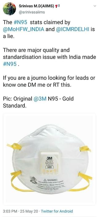 The tweet for which Srinivas has got a show-cause notice