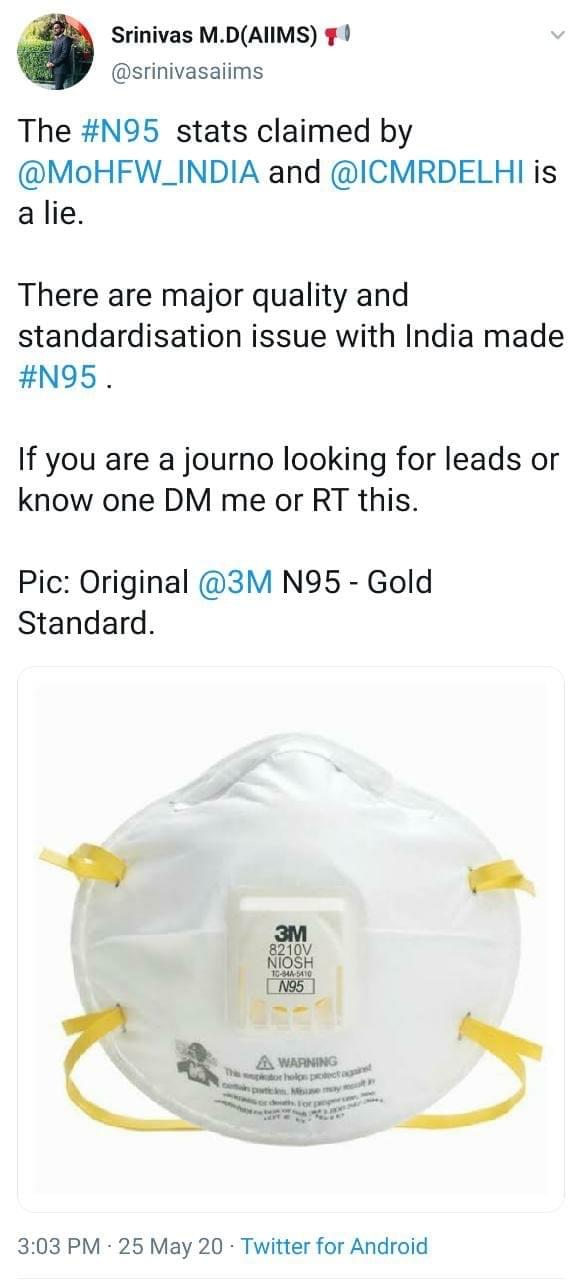 The tweet for which Srinivas has got a show-cause notice