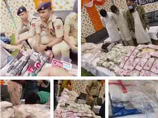 J&amp;K Police team with busted narco-terror module (Twitter/@HandwaraP)