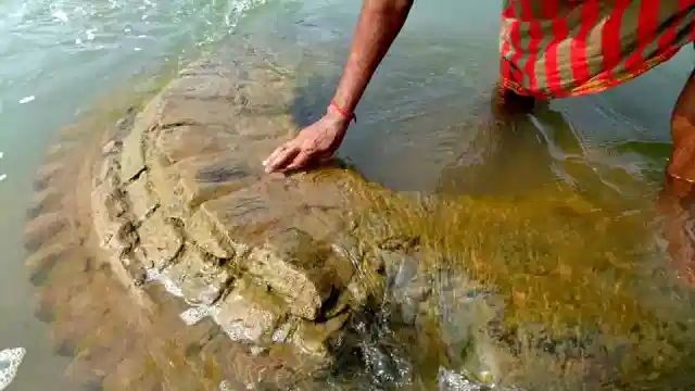 An archaeological survey team from the Indian National Trust for Art and Cultural Heritage that visited the village in Nayagarh district, said the top of the Gopinath Dev temple was visible due to the reduction in the water-level of the river. (Source: Hindustan Times)