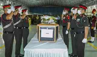 Soldiers paying respects to Late col Santosh Babu
