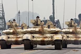 Indian Army T-90 ‘Bheesma’ tanks roll through Janpath during
rehearsals for the Indian Republic Day parade in New Delhi. (Photo Credit: RAVEENDRAN/AFP/Getty Images)