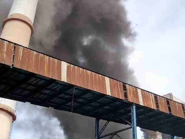 Smoke after the boiler explosion at NLC thermal plant in Neyveli of Tamil Nadu (Picture via Twitter)