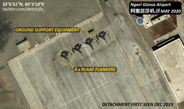 (PLAAF fighters at Ngari Gunsa airport in Tibet/@detresfa_)