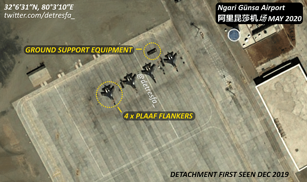 PLAAF fighters at Ngari Gunsa airport in Tibet. (@detresfa_/Twitter) &nbsp;