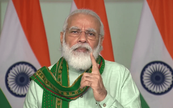 PM Modi at the launch of the agricultural infrastructure fund (Twitter/@BJP4India)