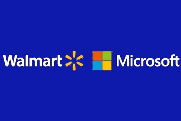 Logos of Walmart and Microsoft.&nbsp;