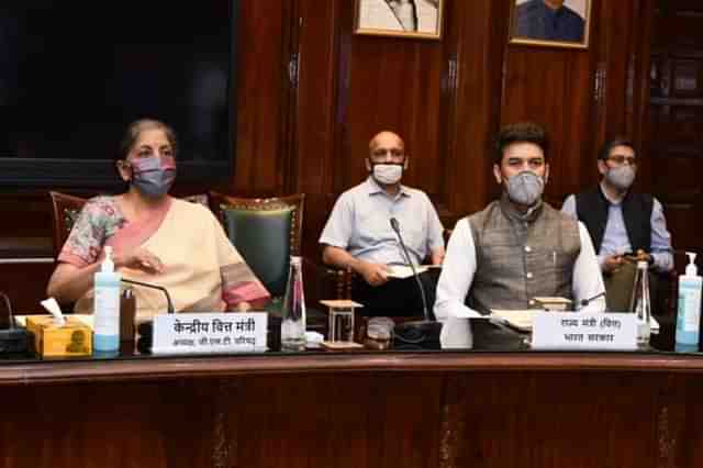 Finance Minister Nirmala Sitharaman chairing the GST Council meeting.