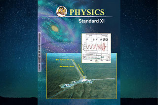 Front page of the Maharashtra board Class XI  physics textbook shows gravitational-wave detection by LIGO.