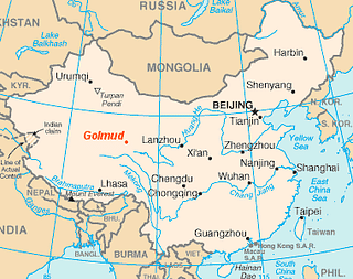 Location of Golmud in China.&nbsp;