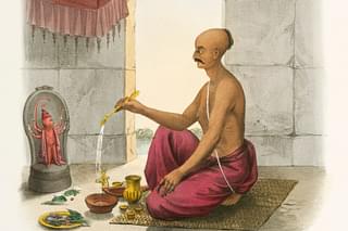 A Brahmin performing pooja (1851) (Flickr) 