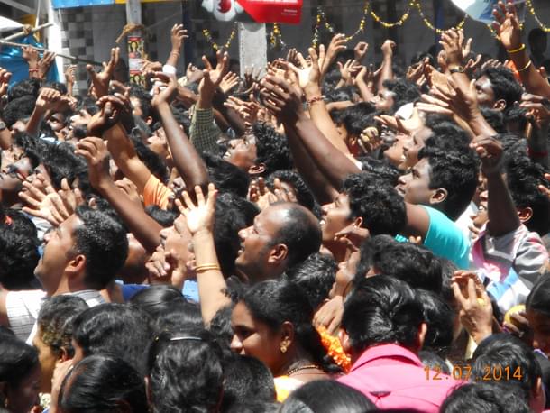 People taking part in the 'Mango festival'.