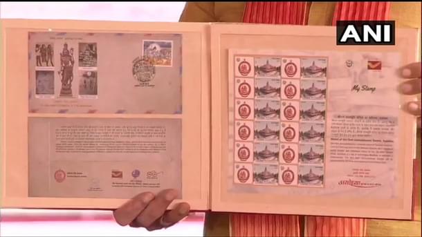 PM Modi launching postal stamps in Ayodhya (Picture credits: ANI)