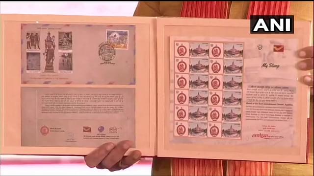 PM Modi launching postal stamps in Ayodhya (Picture credits: ANI)