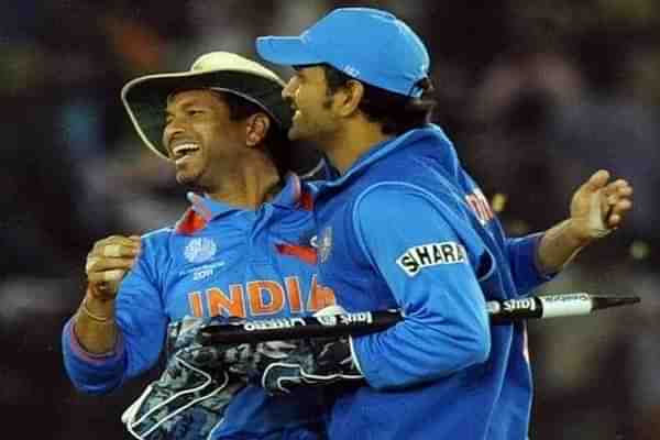 Sachin with Dhoni 