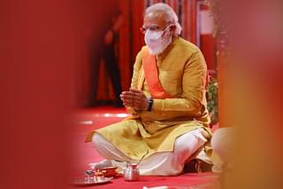 Prime Minister Narendra Modi during the Bhoomi Pujan of Ram Temple in Ayodhya.&nbsp;