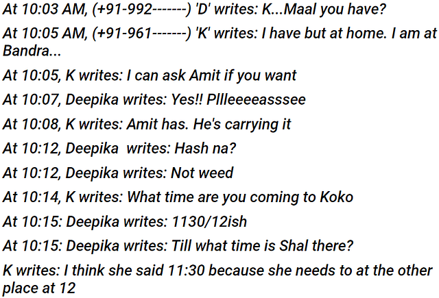 Chat transcript shared by Republic TV
