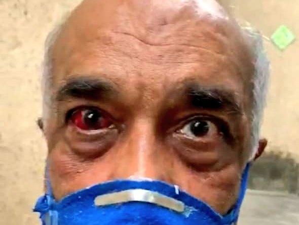 Retired Navy Veteran Madan Sharma assaulted By Shiv Sena leaders (Picture via Twitter)