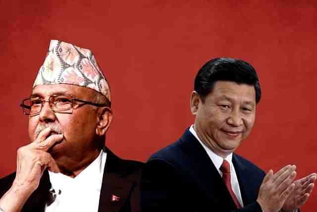 Former Prime Minister of Nepal, K P Sharma Oli, and Chinese President Xi Jinping. 