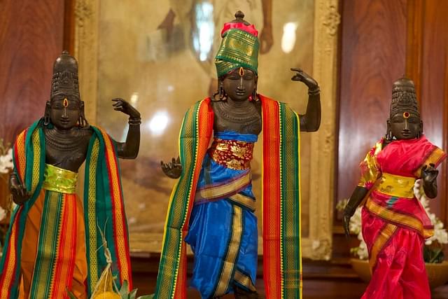 The murthis of Sri Rama, Lakshmana and Sita Devi. Photo by High Commission Of India, London