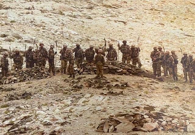A picture showing Chinese troops at one of the standoff sites south of the Pangong Lake. (Twitter)