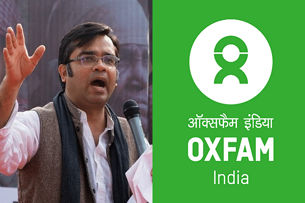 Amitabh Behar - left, Oxfam logo - right