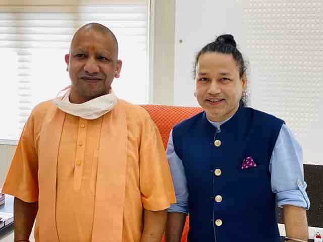 Uttar Pradesh CM Yogi Adityanath and singer Kailash Kher.