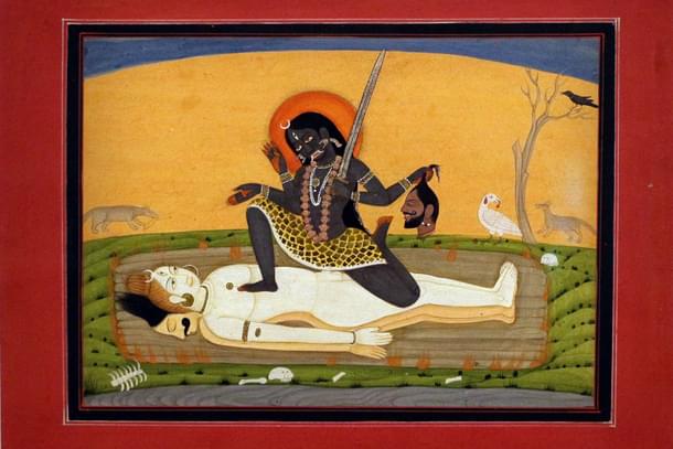 Kali and Shiva; art of Himachal Pradesh (Wikimedia Commons)