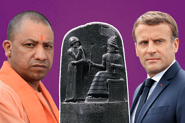 <em>Uttar Pradesh Chief Minister Yogi Adityanath </em>and <em>French President</em> Emmanuel Macron