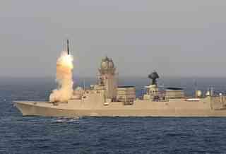 BrahMos missile test from an Indian Navy warship.&nbsp;