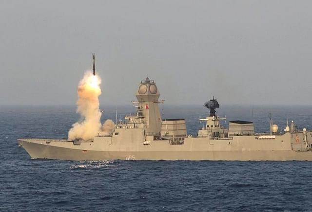 BrahMos missile test from an Indian Navy warship.&nbsp;