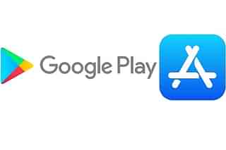 Google Play Store and Apple App Store logos. (Pic Via Wikipedia)