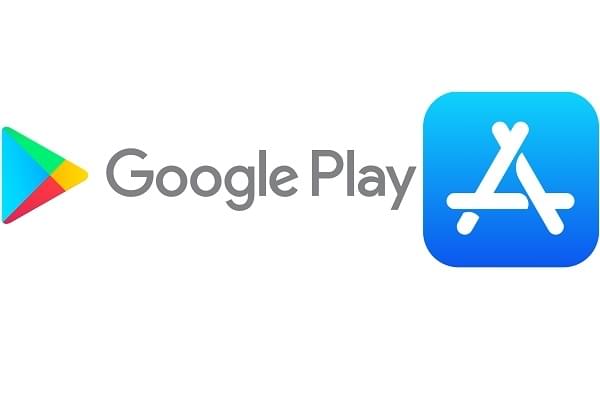 Google Play Store and Apple App Store logos. (Pic Via Wikipedia)