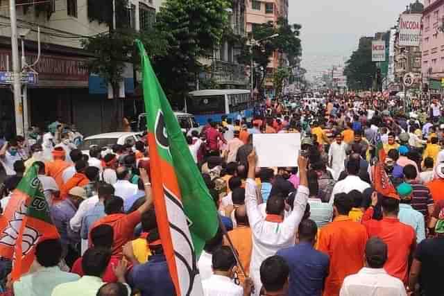 BJP procession in Bengal yesterday (Twitter/@BJP4Bengal)