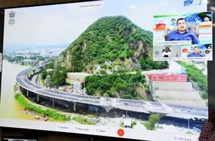 Nitin Gadkari launching the foundation for various NH projects in Andhra Pradesh through video conference.