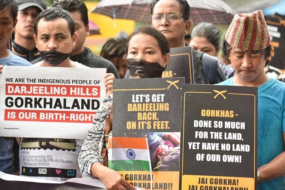 Supporters of Gorkhaland at a rally in Mumbai, India. (Anshuman Poyrekar/Hindustan Times via GettyImages) &nbsp;