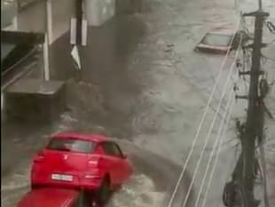 A scene from Hyderabad floods. (Video screengrab/Twitter)